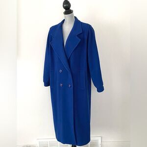 VTG Mackintosh Blue Double-Rested Wool Coat Oversized Sz L Made in USA Classic